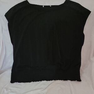 Michael Kors Boxy Black Cap Sleeve Blouse